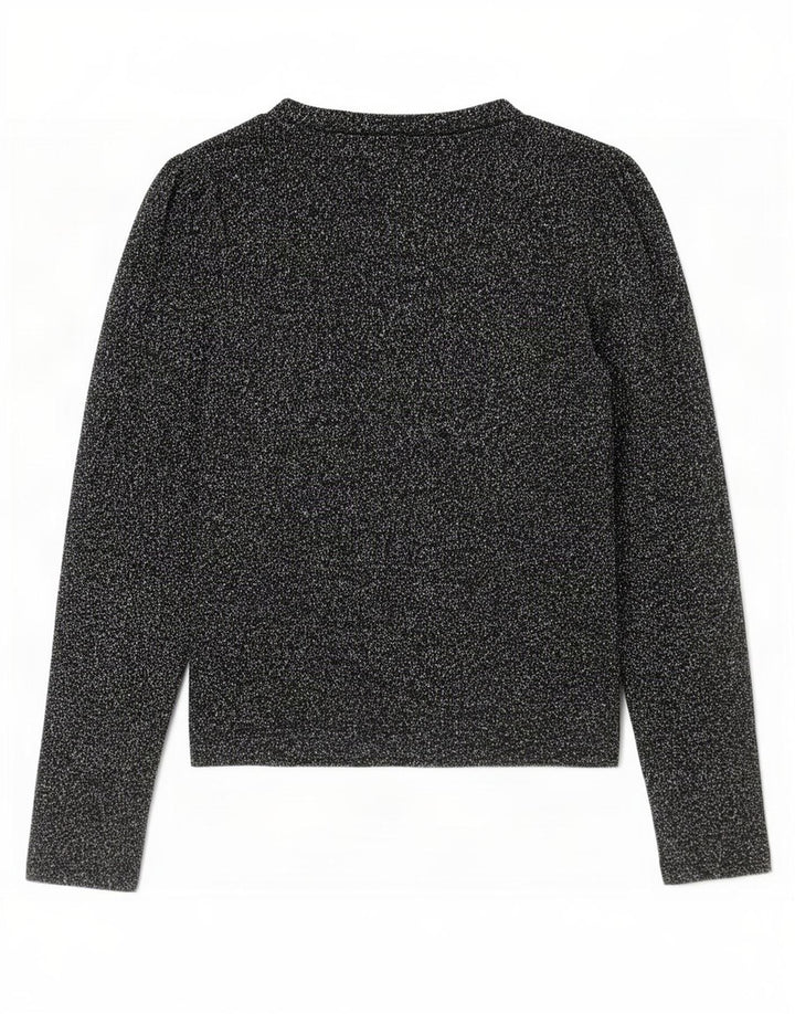 Zara Womens Top Long Sleeve UK 10 Small Black Flecked Polyester
