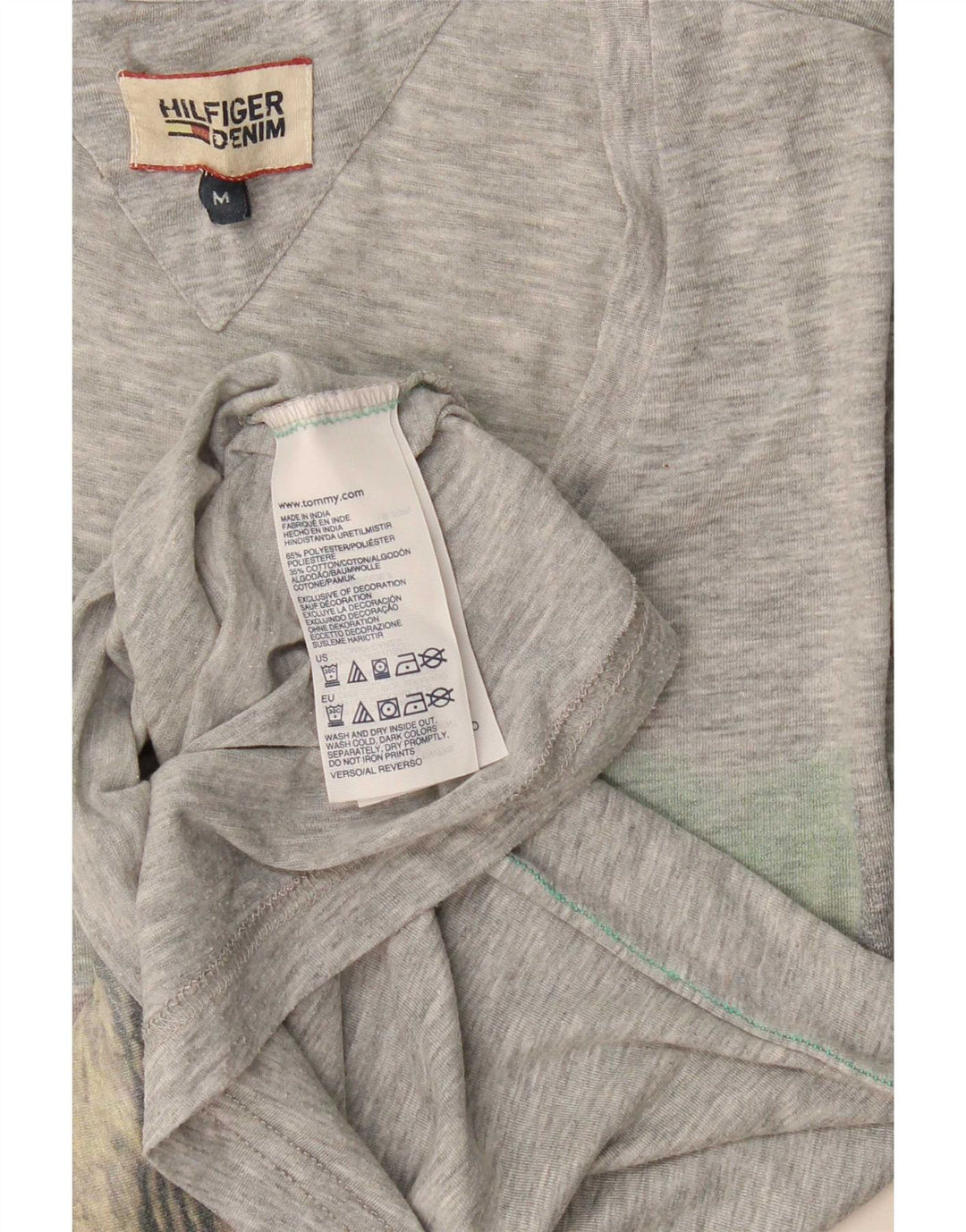 Tommy Hilfiger Mens Graphic T-Shirt Top Medium Grey Flecked Polyester