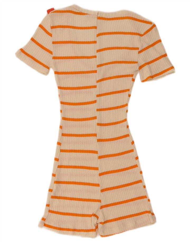Zara Womens Playsuit UK 8 Small  White Striped