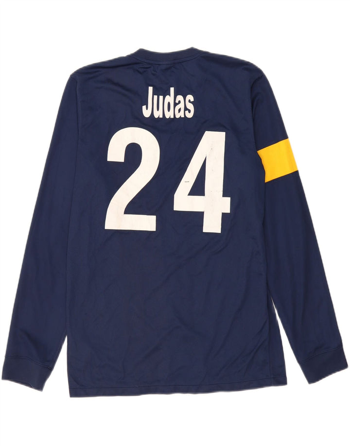 NIKE Mens Dri Fit Graphic Top Long Sleeve Medium Navy Blue Colourblock