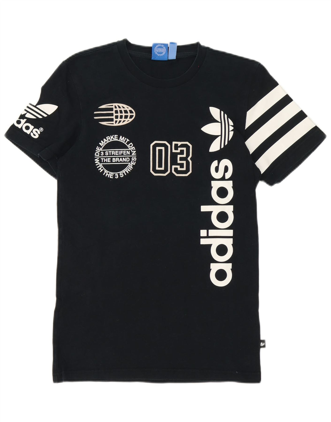Adidas Mens Graphic T-Shirt Top Small Black Cotton