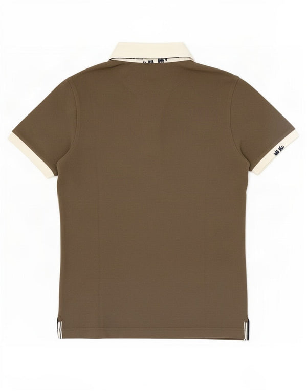 La Martina Mens Graphic Rugby Polo Shirt Small Brown Colourblock Cotton