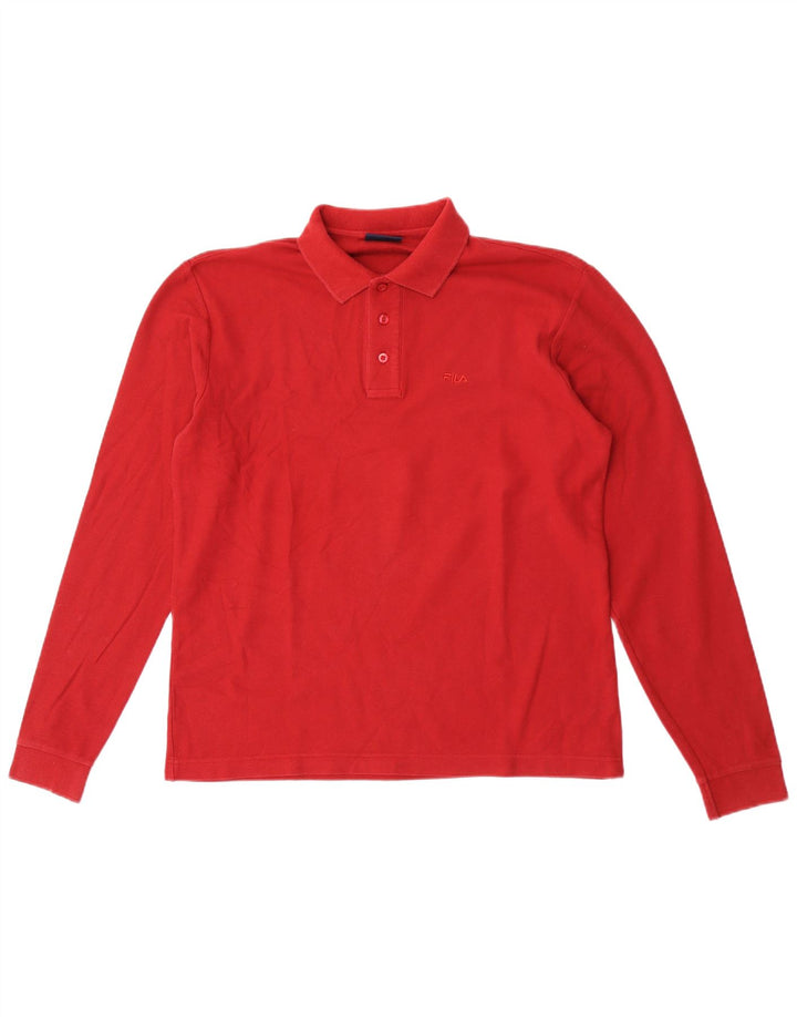 Fila Mens Long Sleeve Polo Shirt Medium Red
