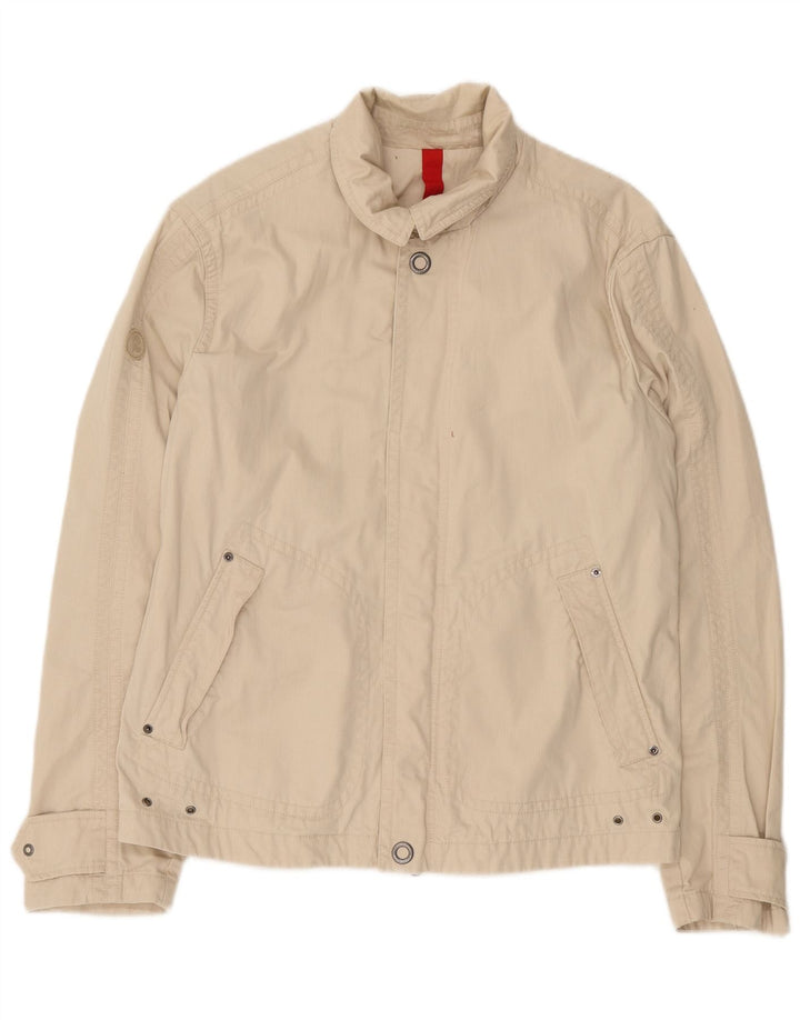 Invicta Mens Bomber Jacket UK 40 Large Beige Cotton