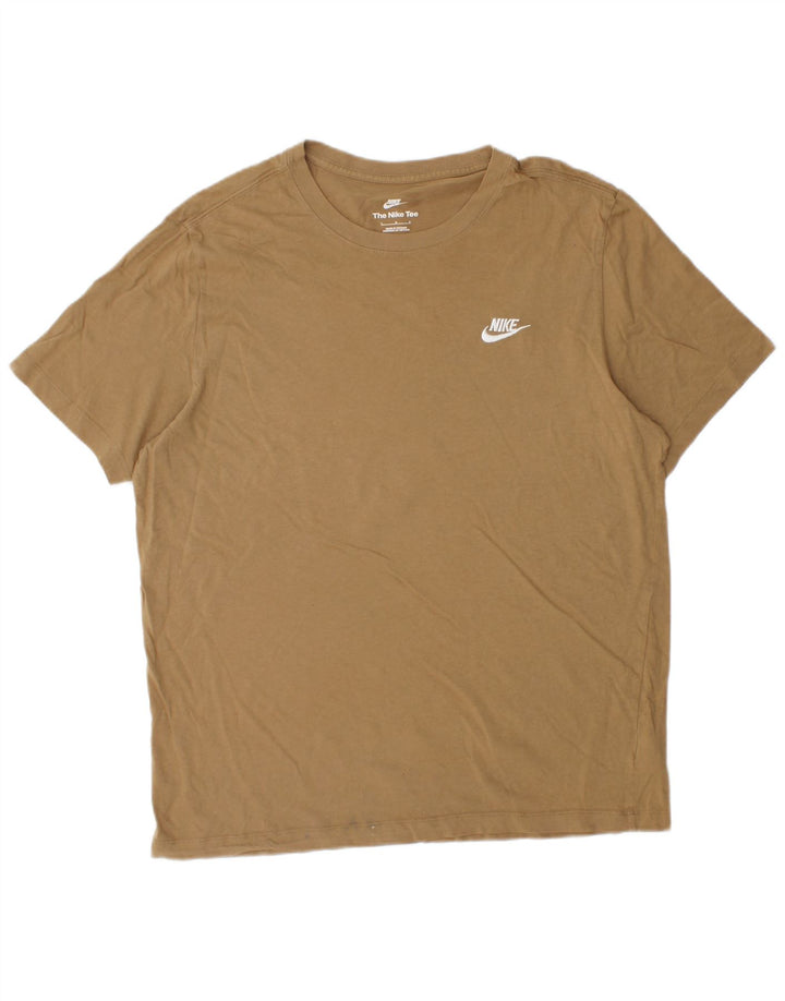 Nike Mens T-Shirt Top Large Brown Cotton