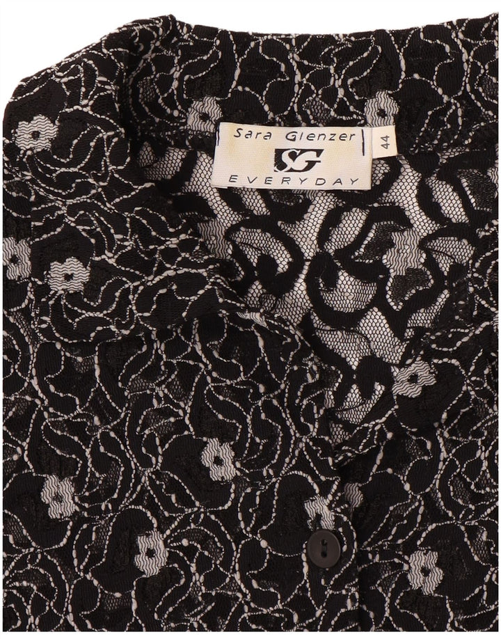SARA GLENZER Womens Shirt Blouse IT 44 Medium Black Floral