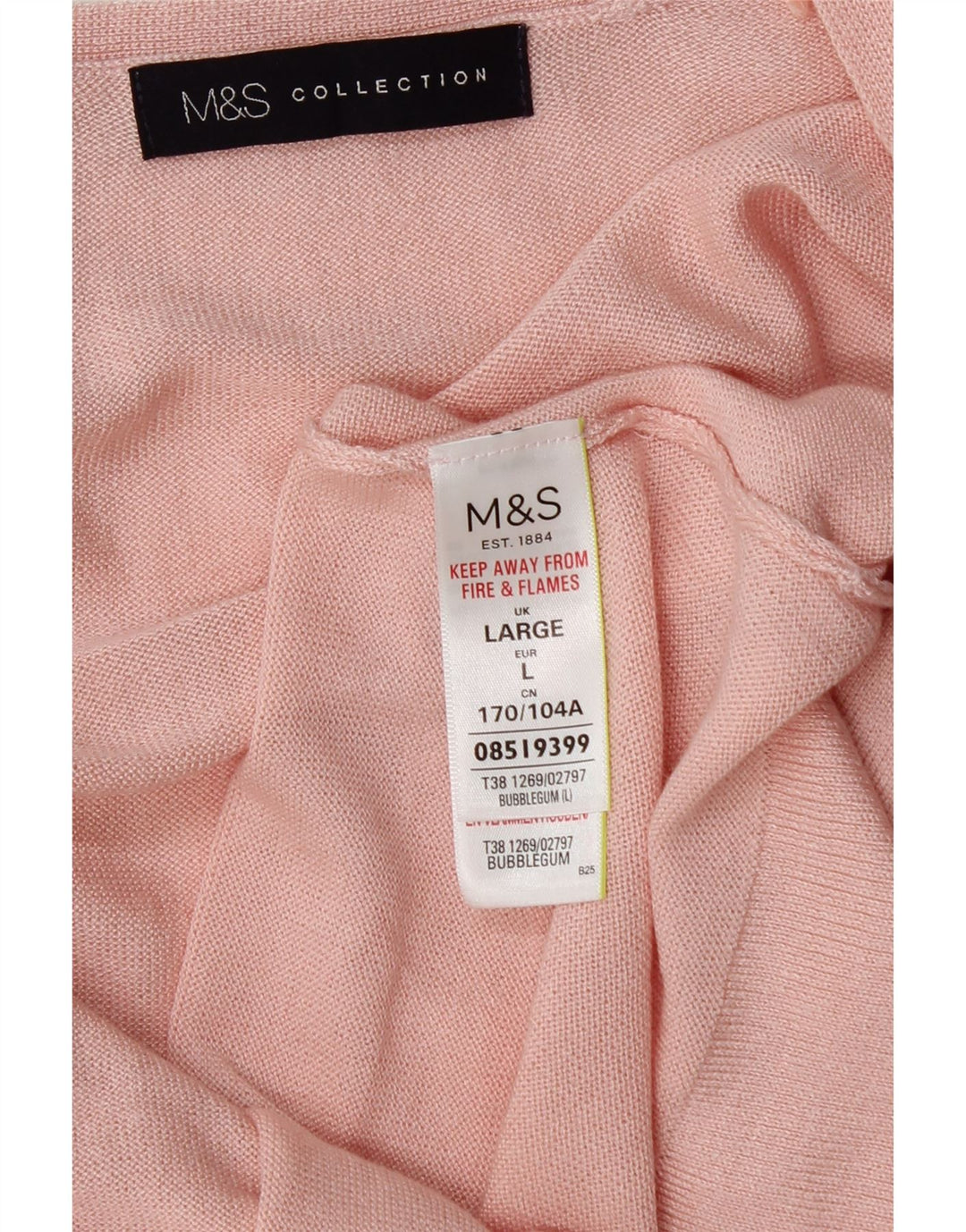 Marks & Spencer Womens Longline Open Cardigan Sweater UK 16 Large Pink