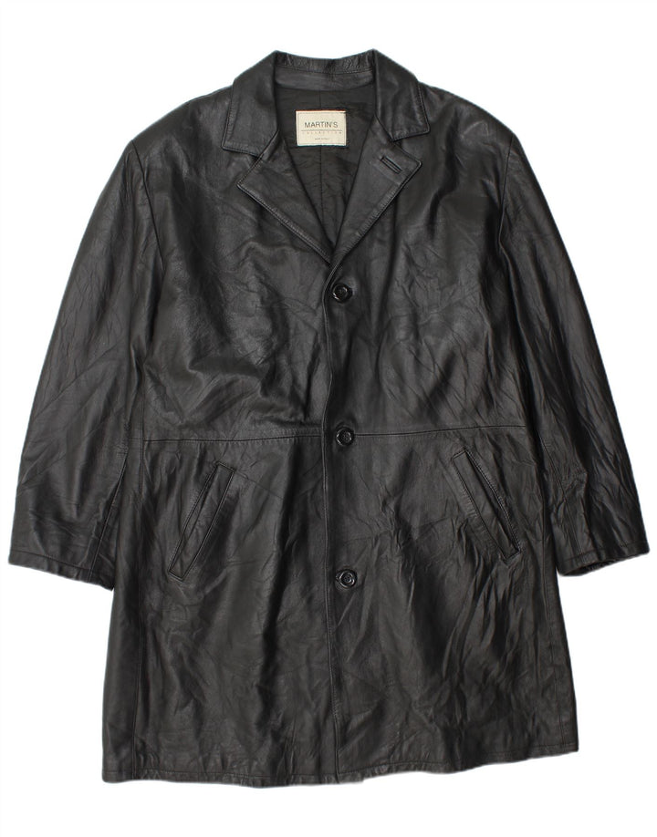 MARTIN'S Mens Leather Coat IT 52 XL Black Leather