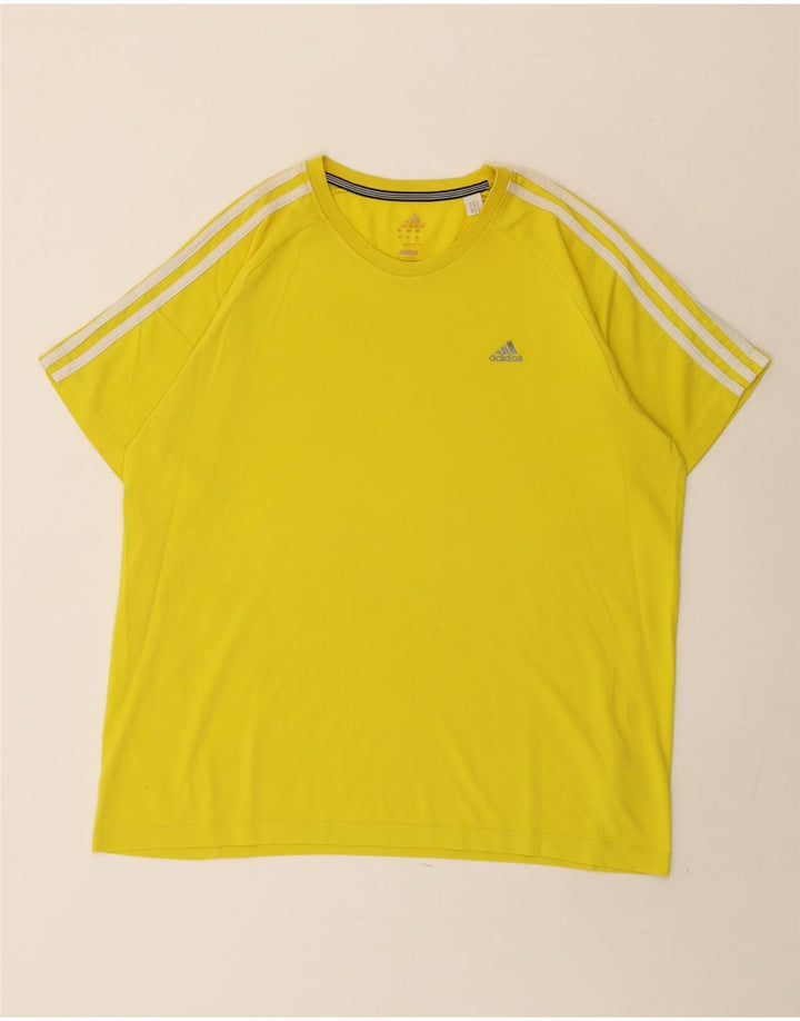 Adidas Mens Climalite T-Shirt Top Large Yellow Cotton