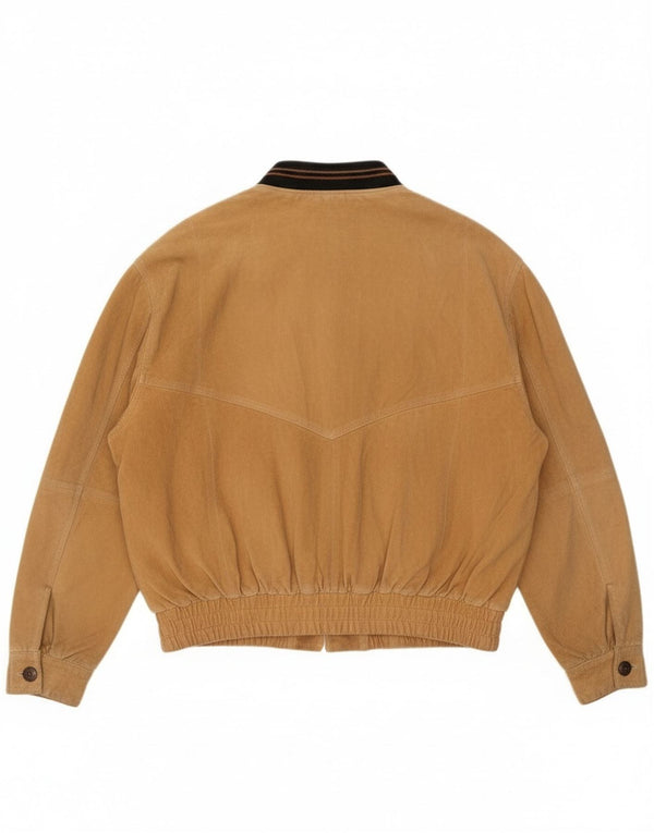 Vintage Mens Suede Bomber Jacket UK 42 XL Beige Leather