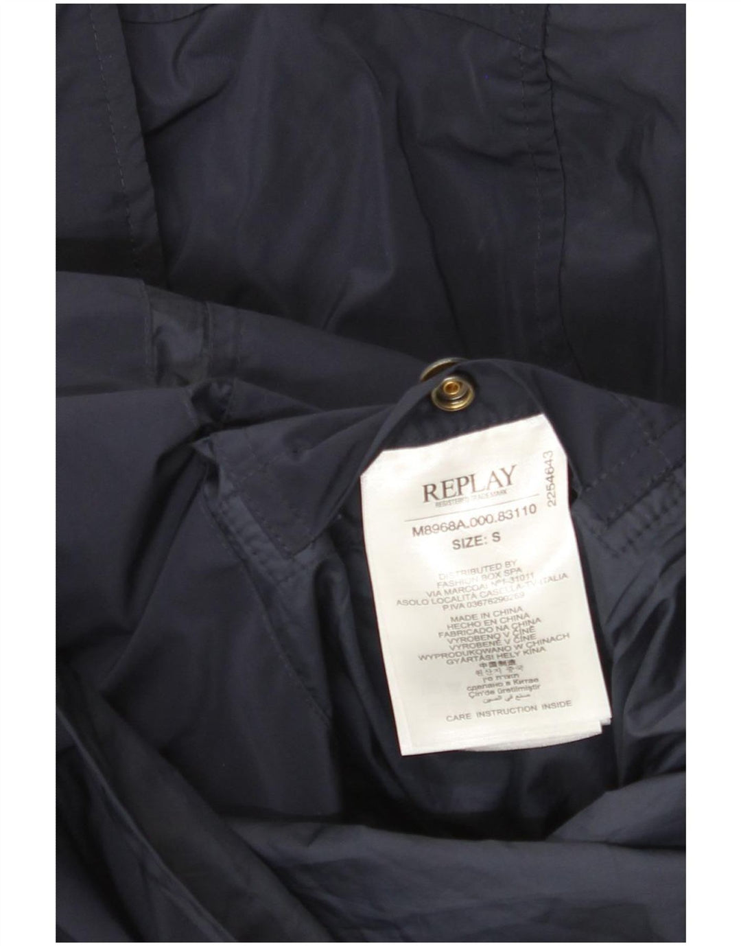 Replay Mens Graphic Rain Jacket UK 36 Small Navy Blue Polyester