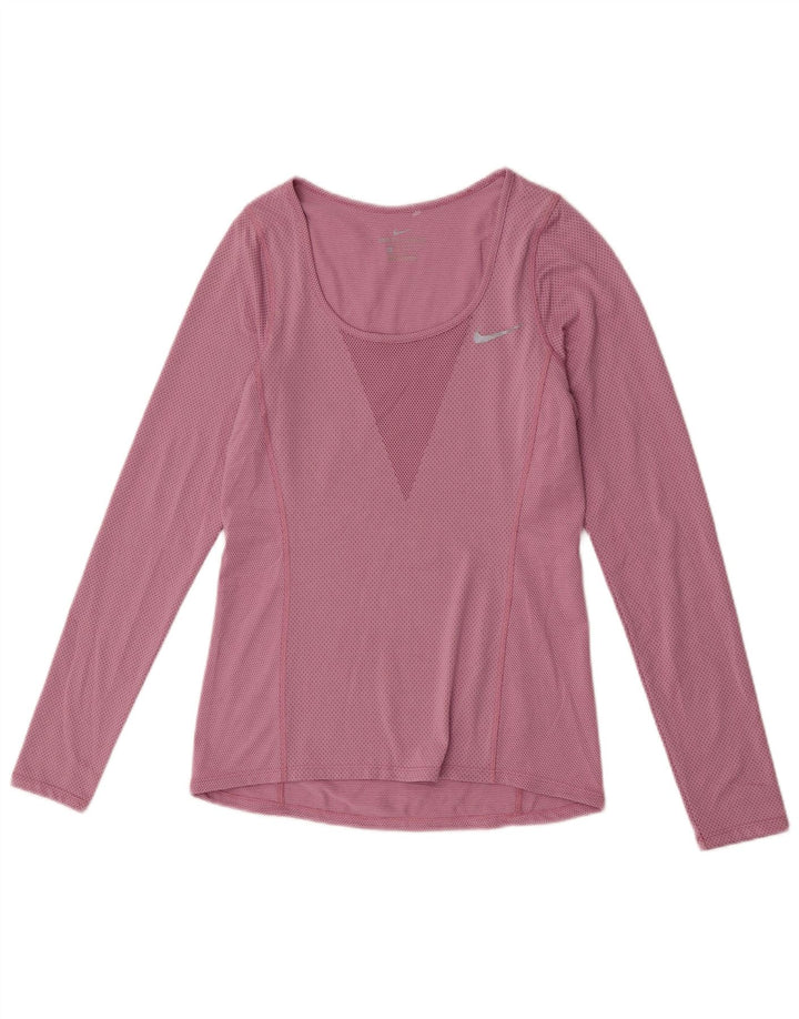 Nike Womens Top Long Sleeve UK 6 XS Pink Polyester