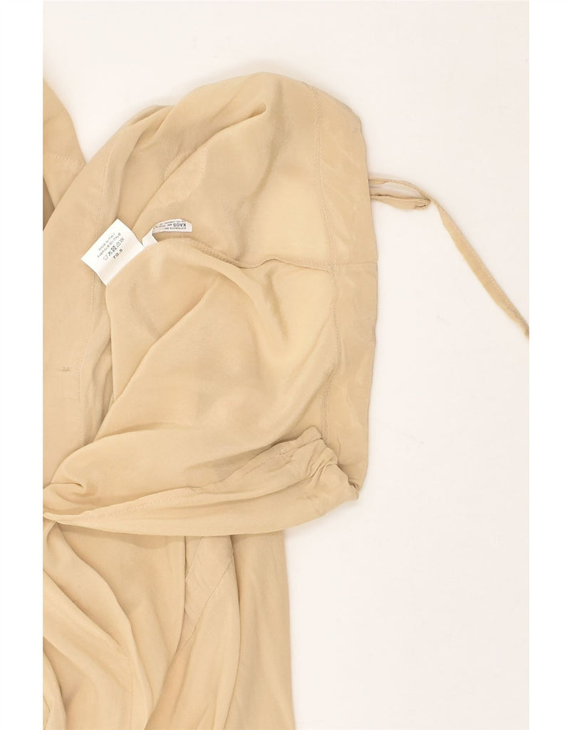 VINTAGE Womens Longline Overshirt Shirt UK 10 Small Beige Silk | Vintage Vintage | Thrift | Second-Hand Vintage | Used Clothing | Messina Hembry 