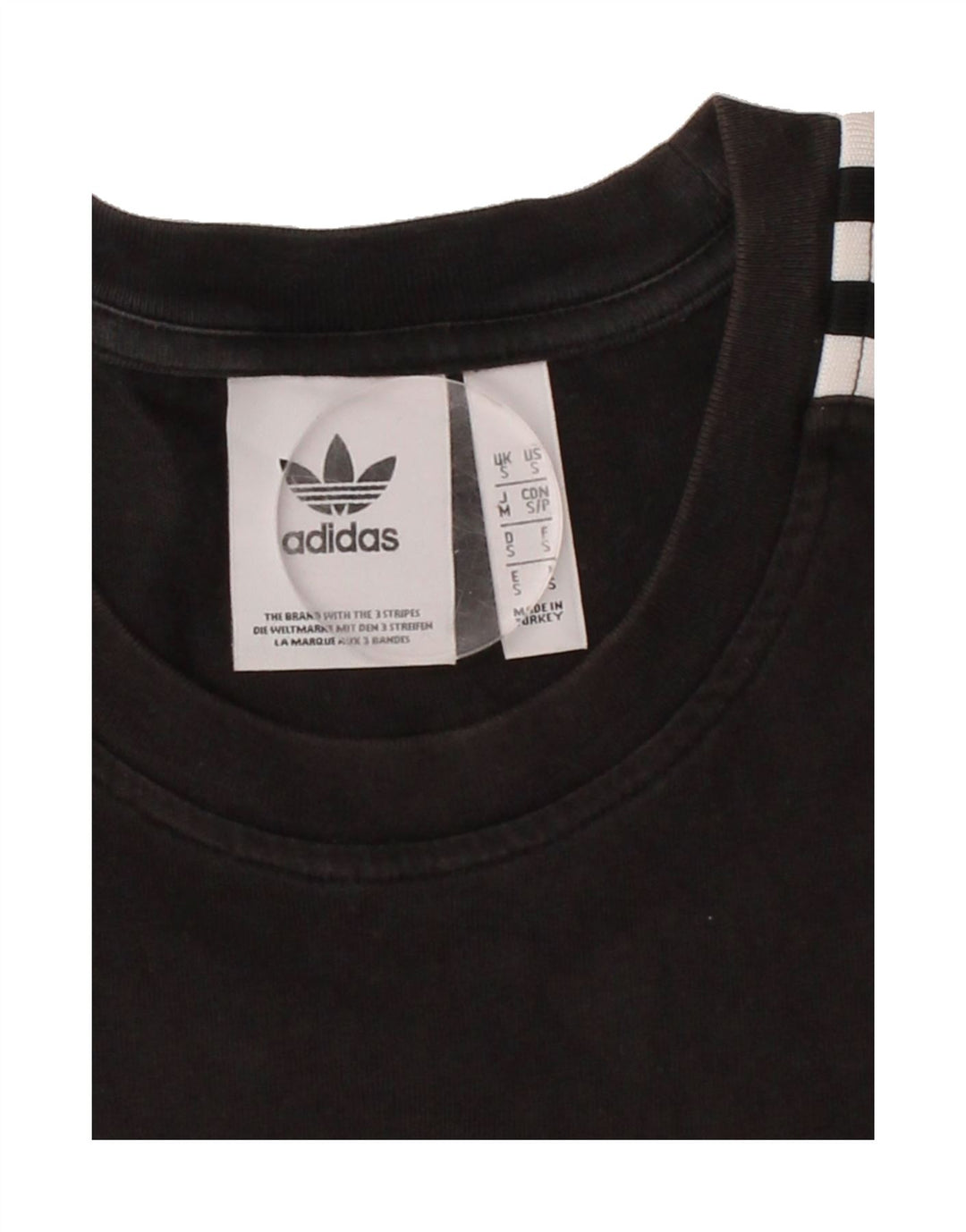 ADIDAS Mens Graphic T-Shirt Top Small Black Cotton Vintage Adidas and Second-Hand Adidas from Messina Hembry 