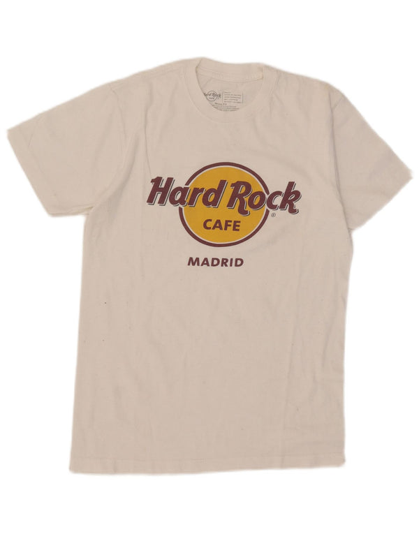 Hard Rock Cafe Mens Madrid Graphic T-Shirt Top Small White Cotton