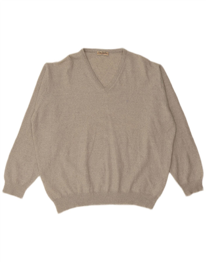 Pierre Cardin Mens V-Neck Jumper Sweater 2XL Grey Acrylic