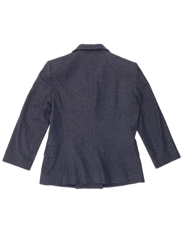 Trussardi Womens 3/4 Sleeve Double Breasted Blazer Jacket IT 42 Medium Blue