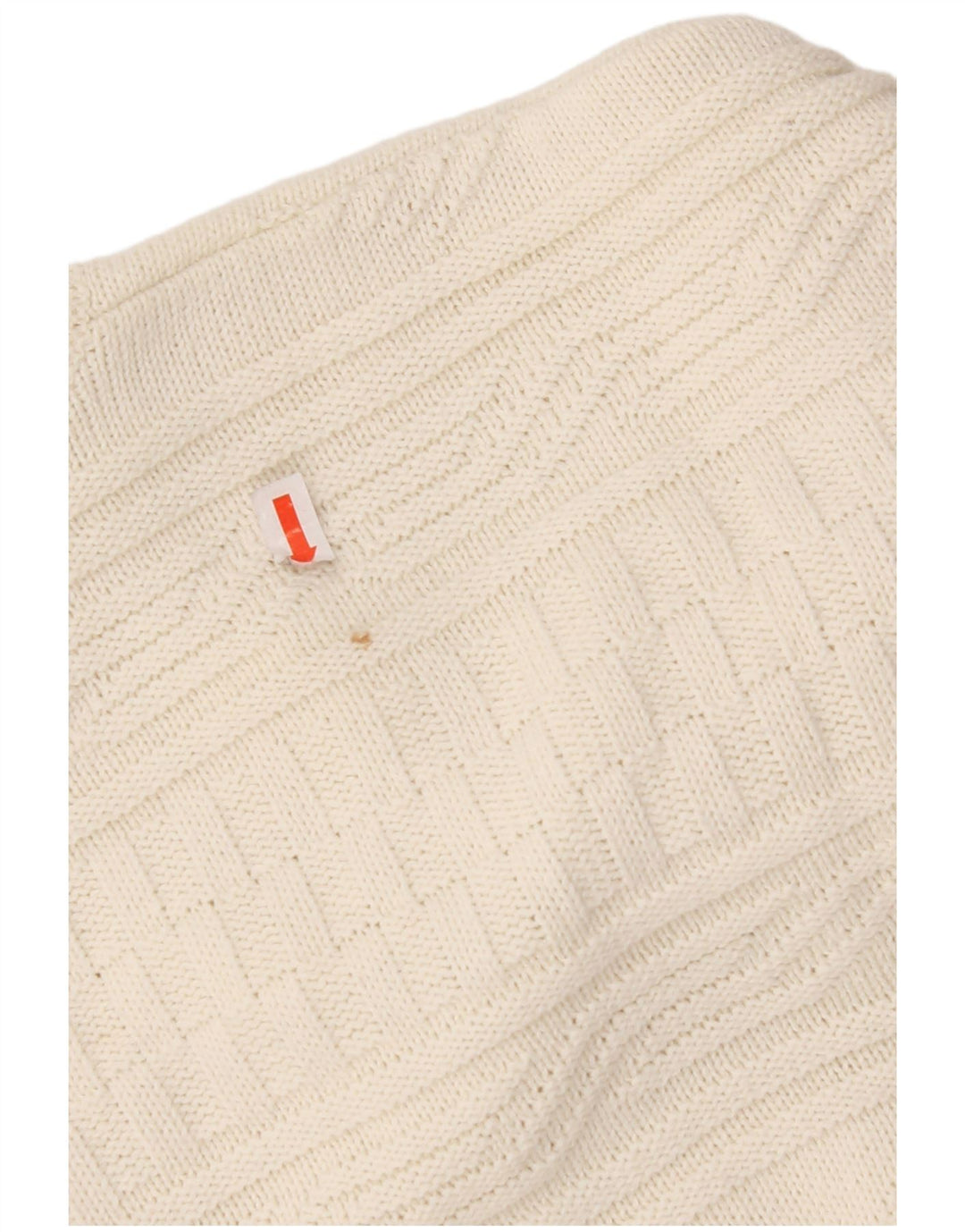 VINTAGE Mens Crew Neck Jumper Sweater Large White Geometric Cotton