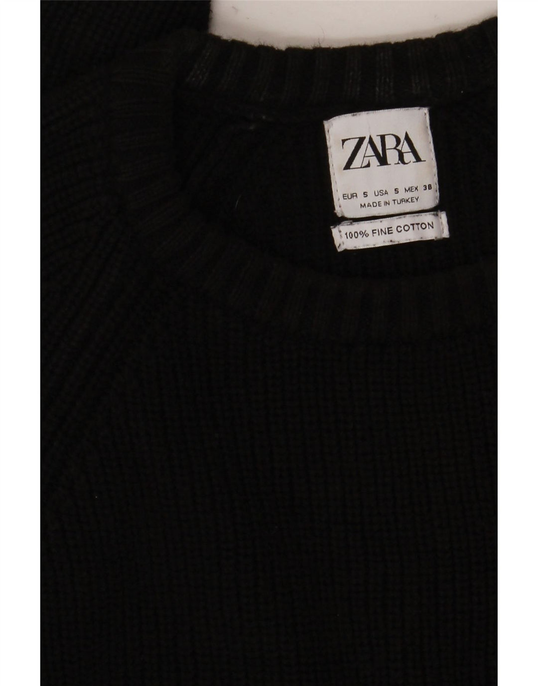 Zara Mens Crew Neck Jumper Sweater Small Black Cotton