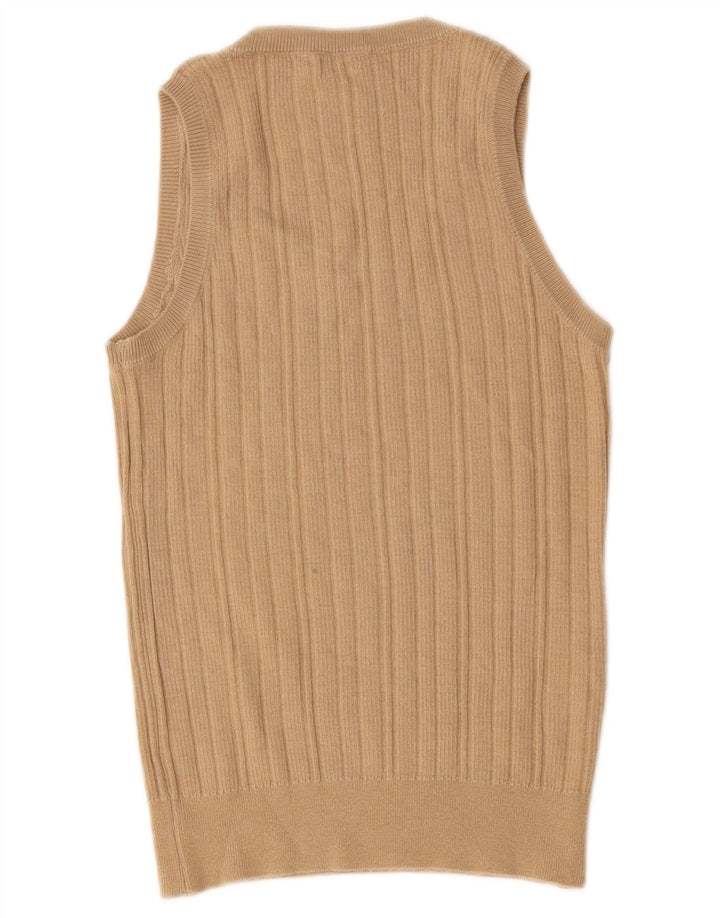 Benetton Womens Sleeveless Blouse Top UK 12 Medium Beige Wool