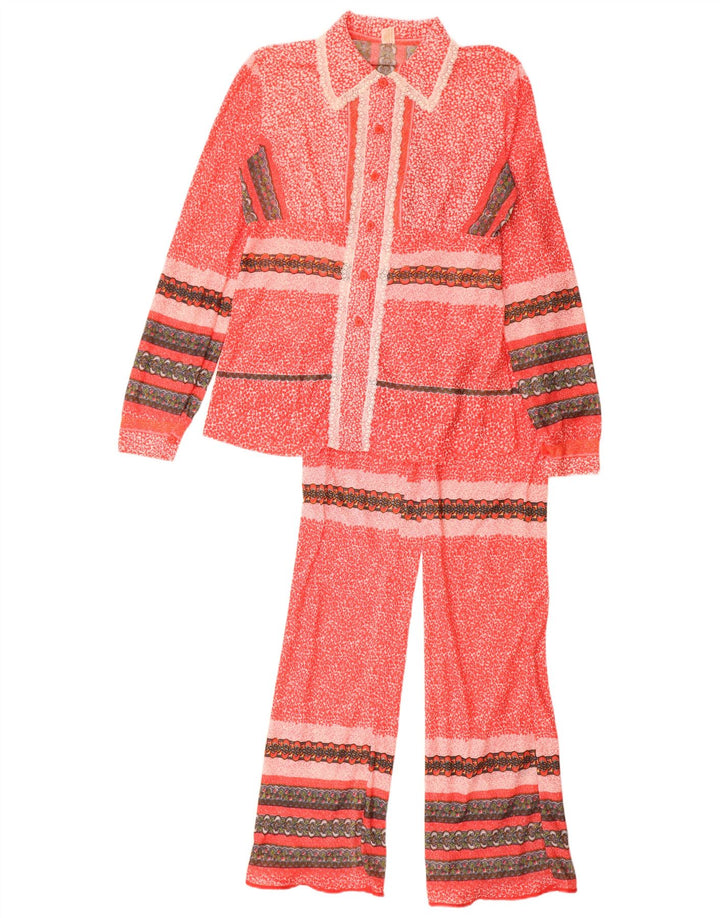 Vintage Womens 2 Piece Set UK 12 Medium Red Polyamide