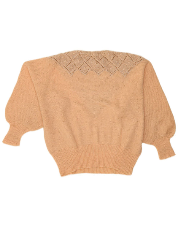 Vintage Womens Crew Neck Jumper Sweater UK 18 XL Beige Argyle/Diamond