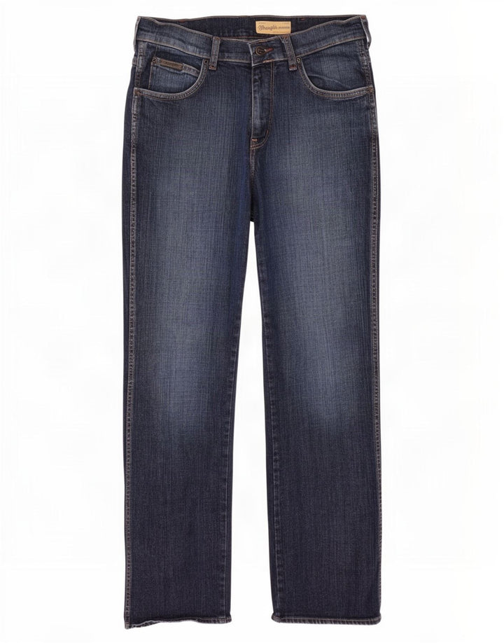 Wrangler Mens Pittsboro Bootcut Jeans W32 L32 Navy Blue Cotton