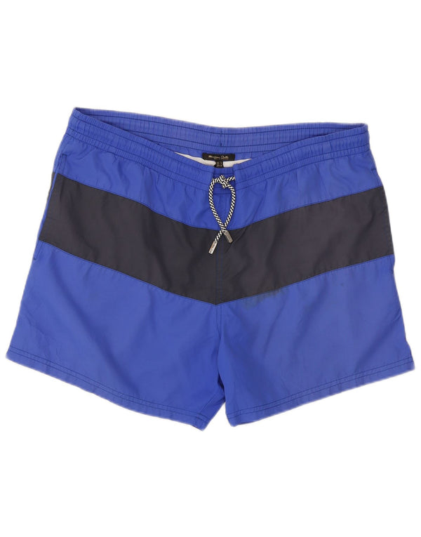 Massimo Dutti Mens Swimming Shorts Medium Blue Colourblock