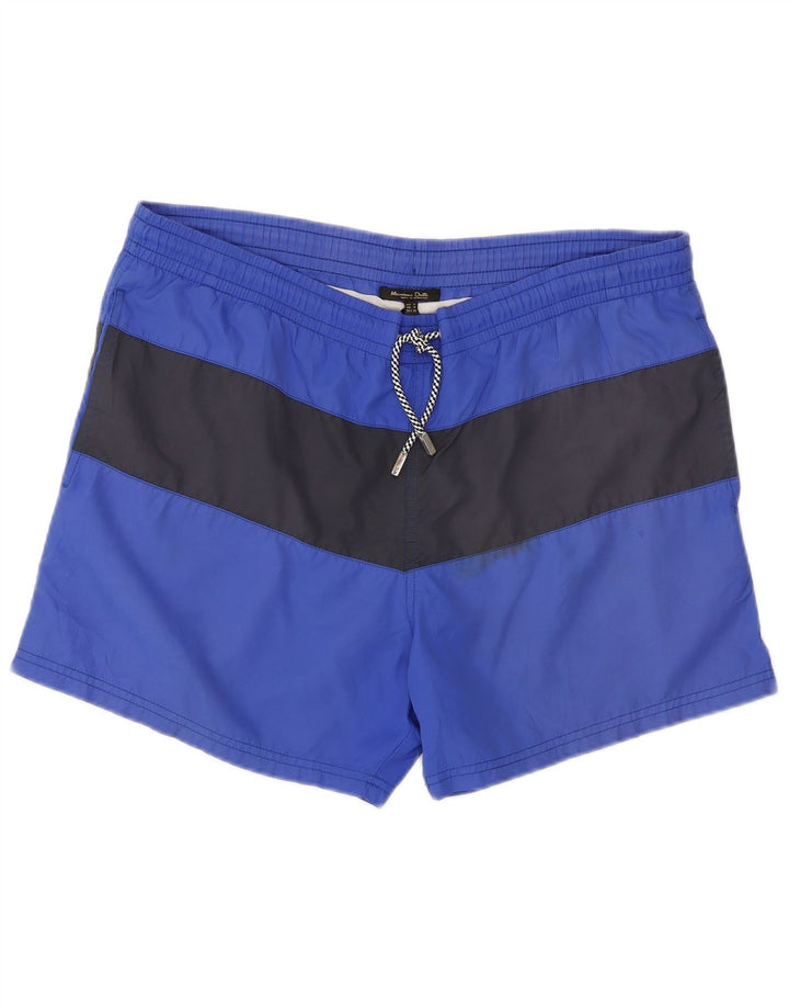 Massimo Dutti Mens Swimming Shorts Medium Blue Colourblock