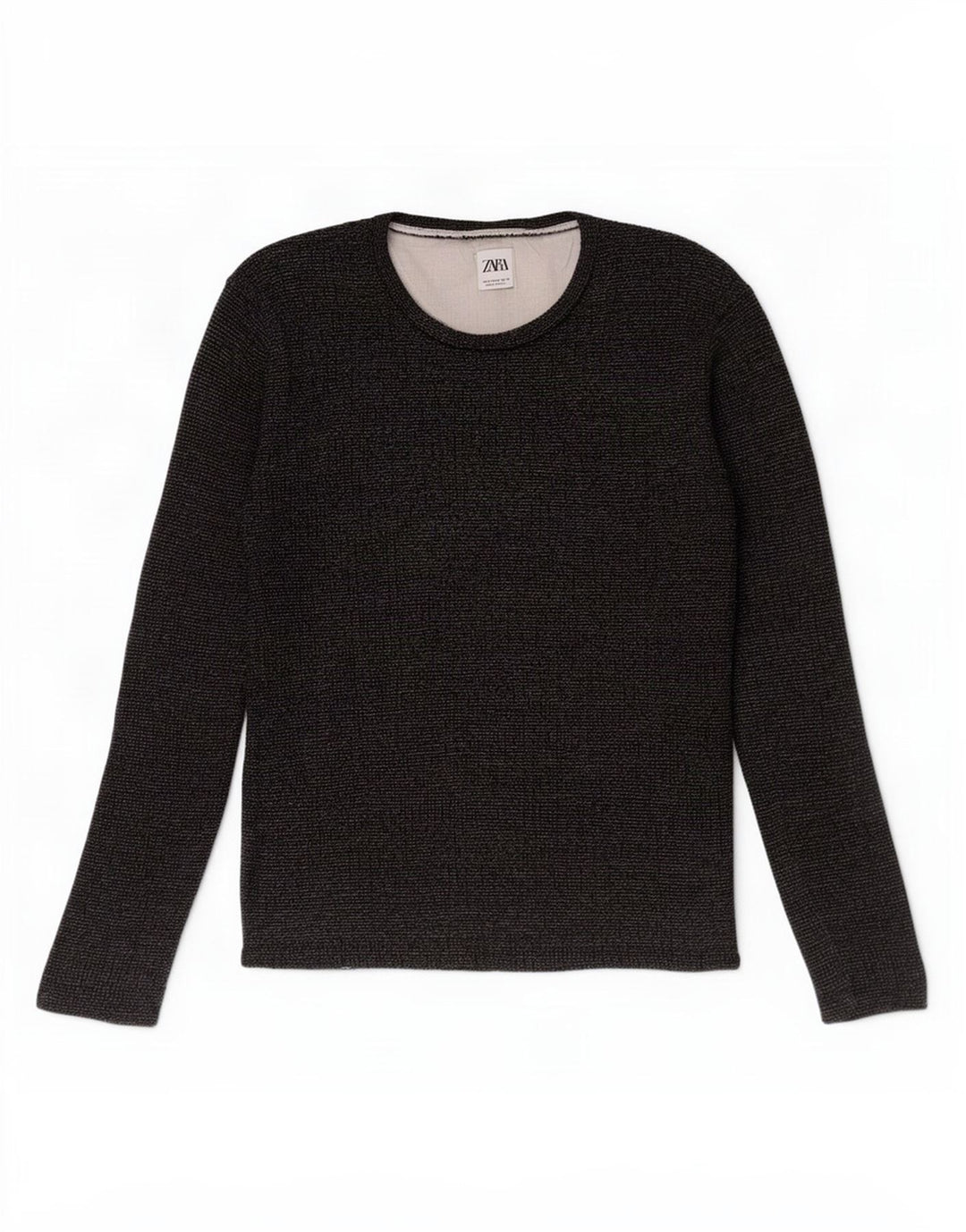 Zara Mens Top Long Sleeve Medium Navy Blue Cotton