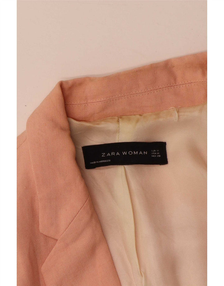 Zara Womens 1 Button Blazer Jacket UK 14 Medium Pink Viscose
