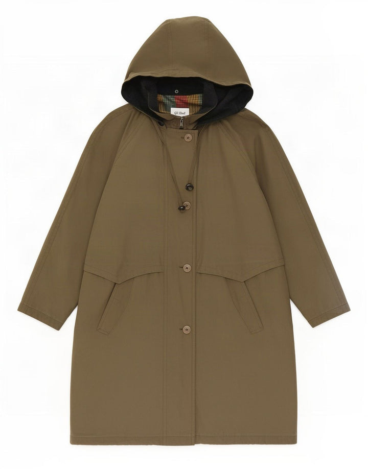 Gil Bret Womens Hooded Oversized Parka Jacket UK 16 Large Khaki Polyester