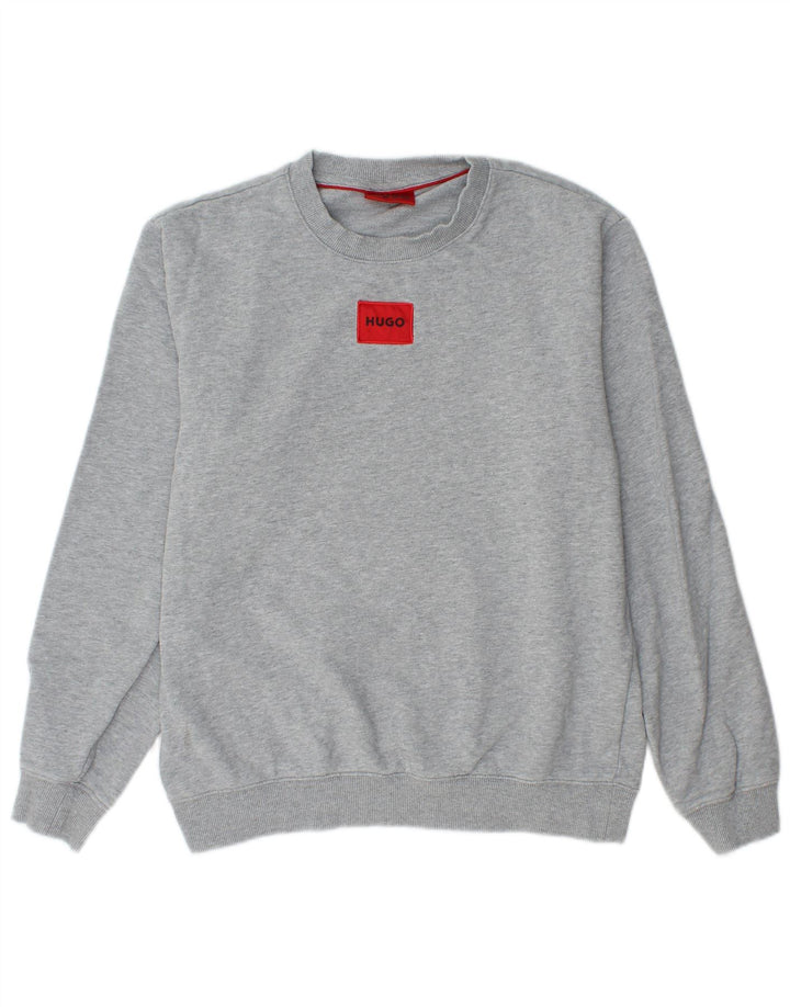 Hugo Boss Mens Sweatshirt Jumper Small Grey Flecked Cotton