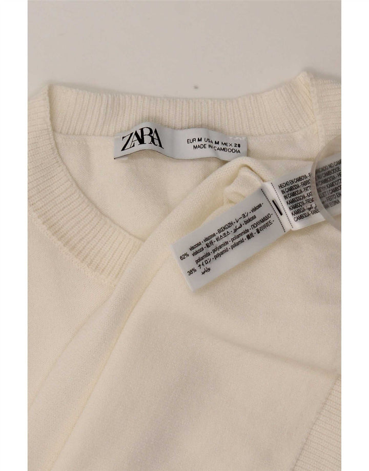 Zara Womens T-Shirt Top UK 14 Medium White Viscose