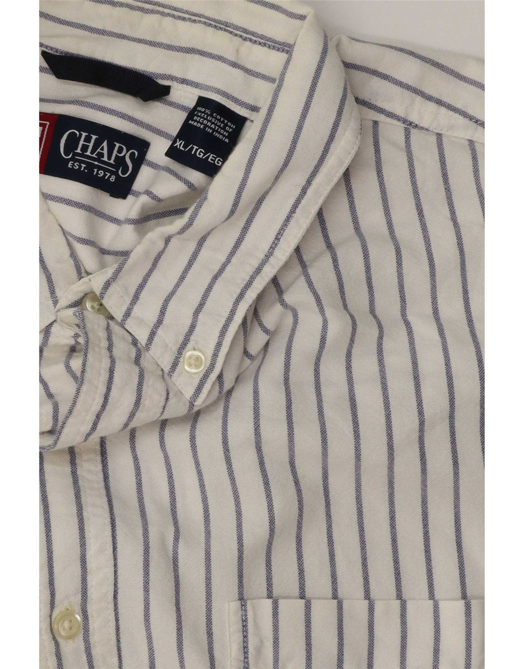 Chaps Mens Shirt XL White Pinstripe Cotton