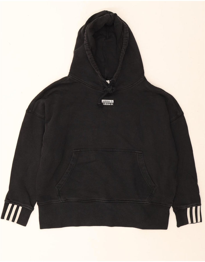 ADIDAS Womens Oversized Hoodie Jumper UK 14 Medium  Black Cotton Vintage Adidas and Second-Hand Adidas from Messina Hembry 