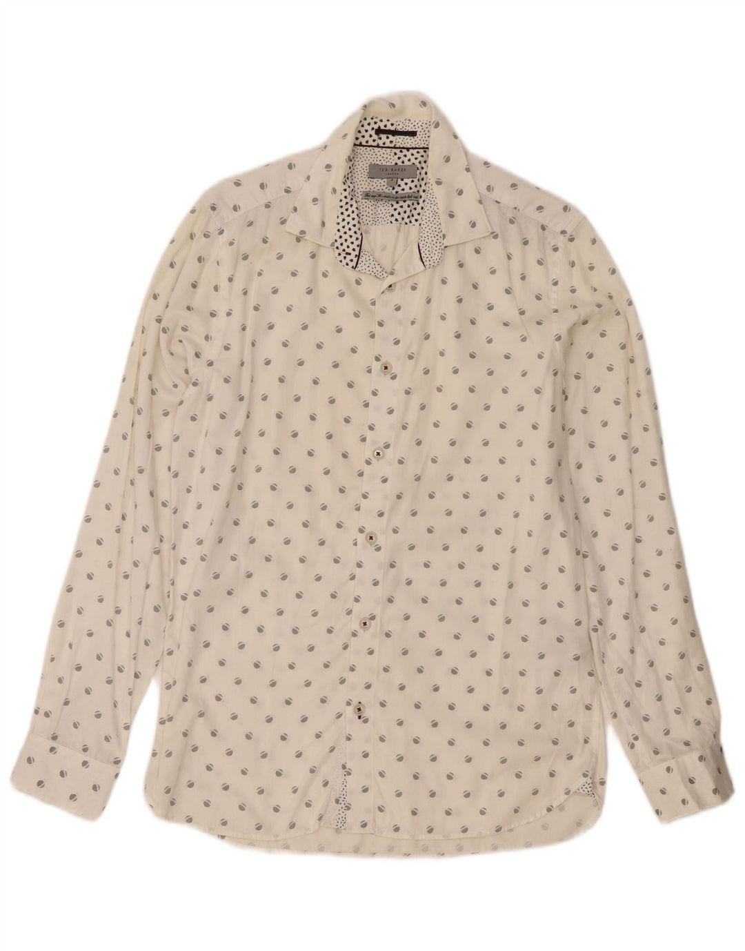 Ted Baker Mens Abstract Pattern Shirt Size 3 Medium White Cotton