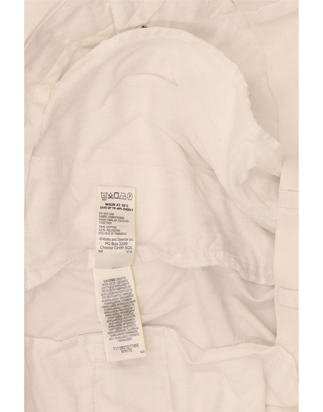 Marks & Spencer Mens Chino Shorts W40 XL White Cotton