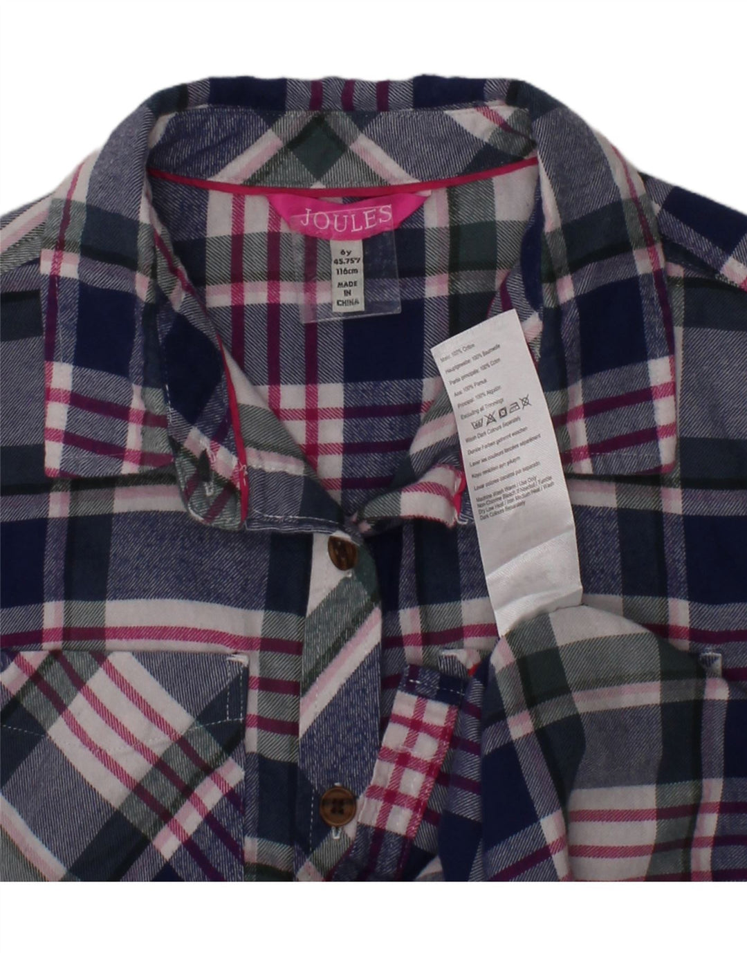 JOULES Girls Flannel Shirt 5-6 Years Multicoloured Check Cotton Vintage Joules and Second-Hand Joules from Messina Hembry 
