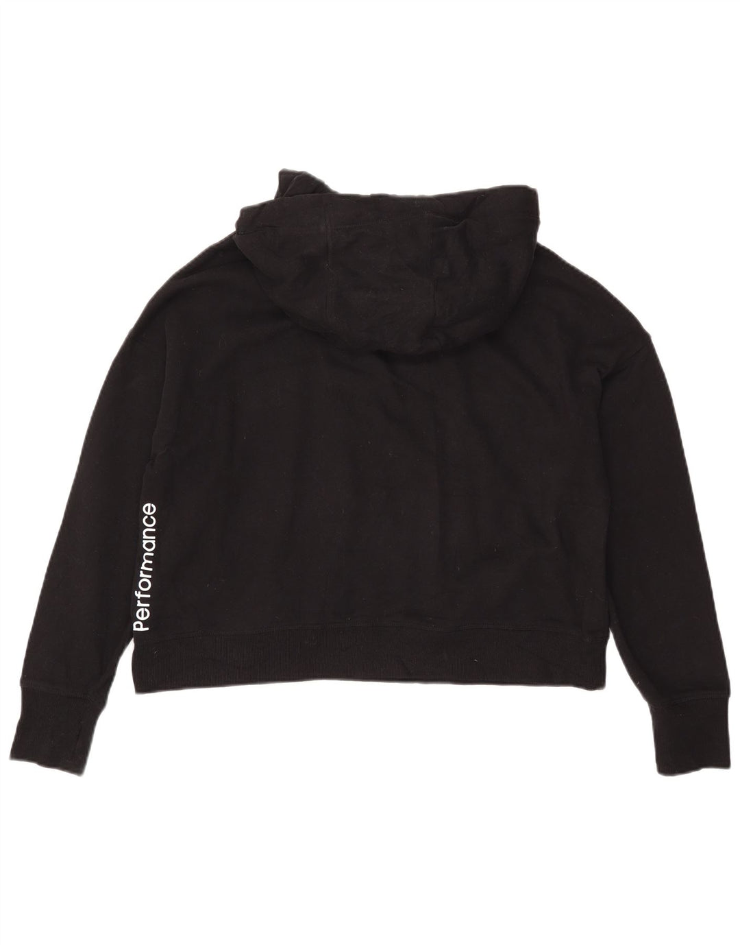 CALVIN KLEIN Womens Oversized Crop Hoodie Jumper UK 14 Medium Black