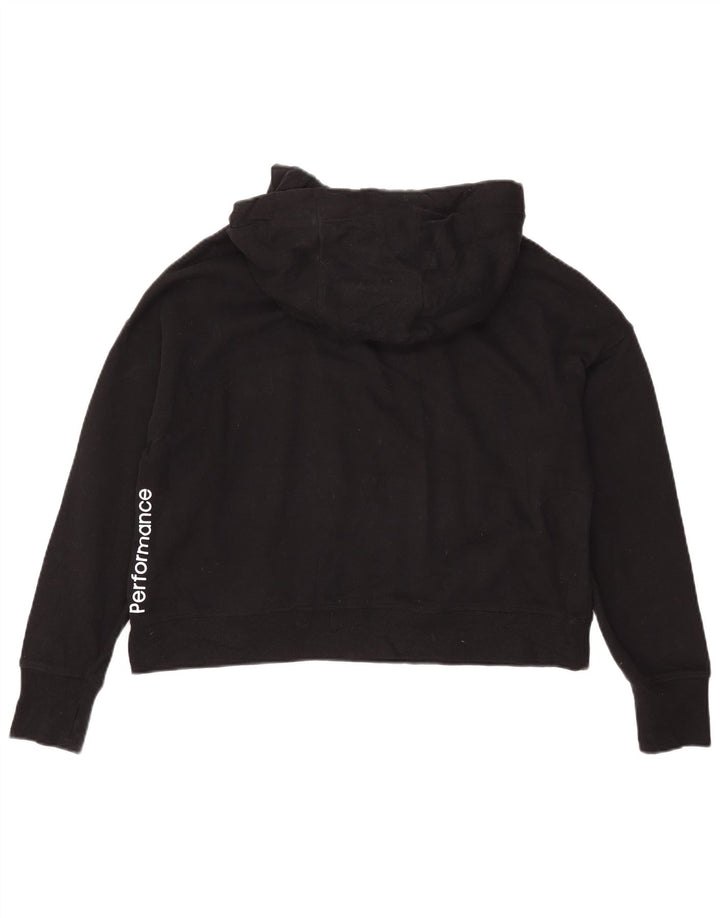 CALVIN KLEIN Womens Oversized Crop Hoodie Jumper UK 14 Medium Black