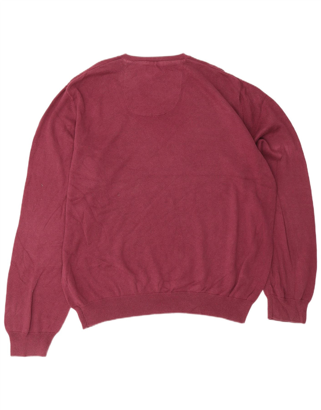 Marks & Spencer Mens Regular Fit V-Neck Jumper Sweater 2XL Maroon Cotton