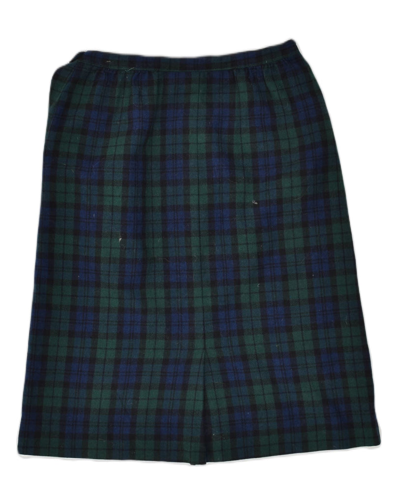 PENDLETON Womens A-Line Skirt UK 14 Medium W28  Navy Blue Check | Vintage Pendleton | Thrift | Second-Hand Pendleton | Used Clothing | Messina Hembry 