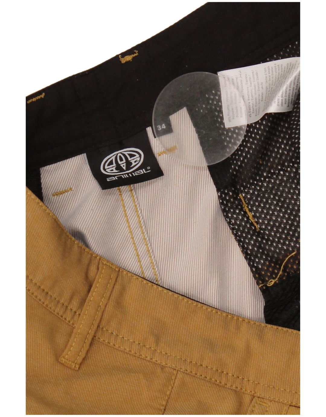 Animal Mens Chino Shorts W34 Large Beige Polyester