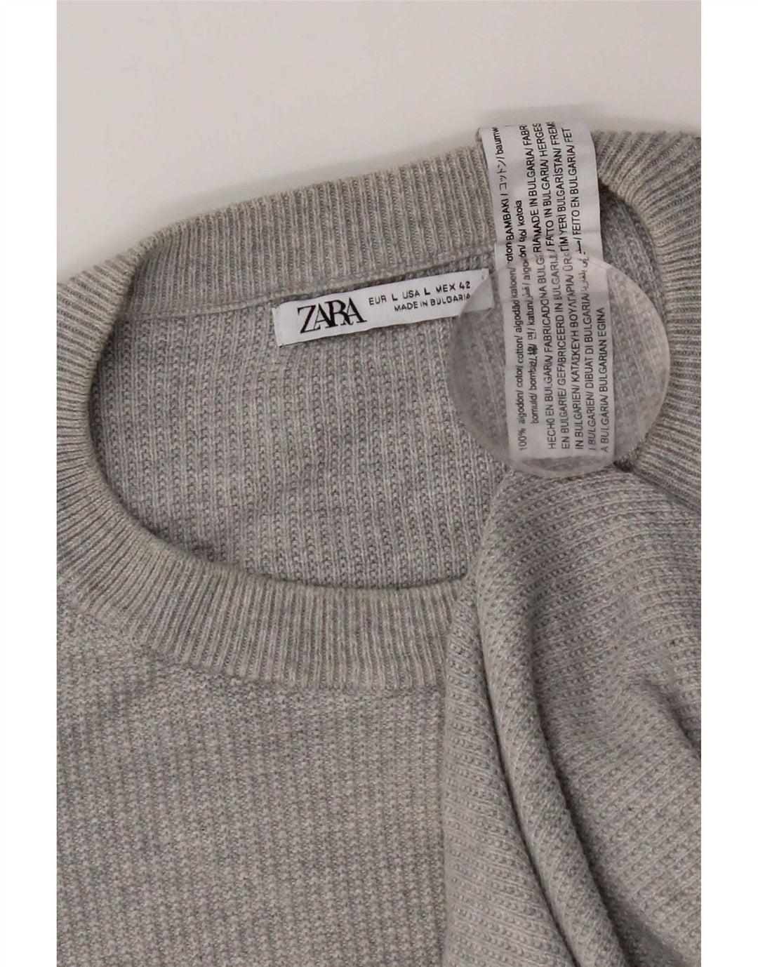 Zara Mens Crew Neck Jumper Sweater Large Grey