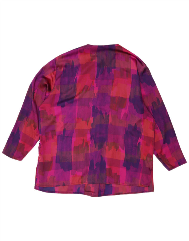 VINTAGE Womens Abstract Pattern 3/4 Sleeve Shirt Blouse UK 18 XL Purple