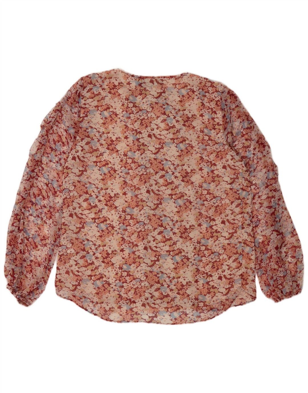 Ralph Lauren Womens See Through Blouse Top UK 16 Large Red Floral Polyester