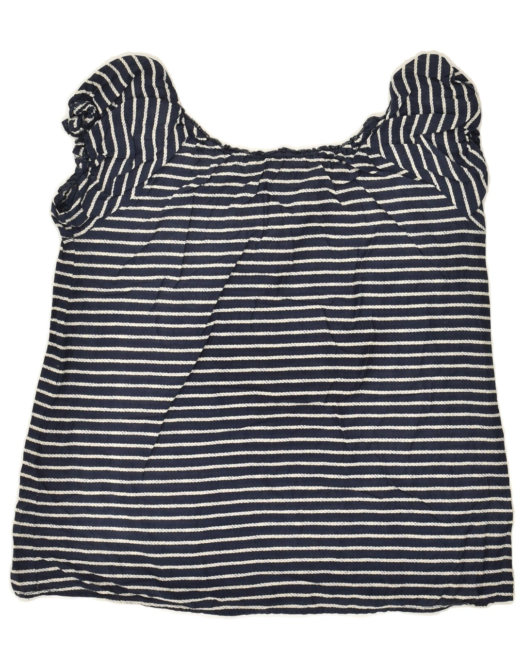 J. CREW Womens Blouse Top UK 14 Large Navy Blue Striped Cotton | Vintage J. Crew | Thrift | Second-Hand J. Crew | Used Clothing | Messina Hembry 