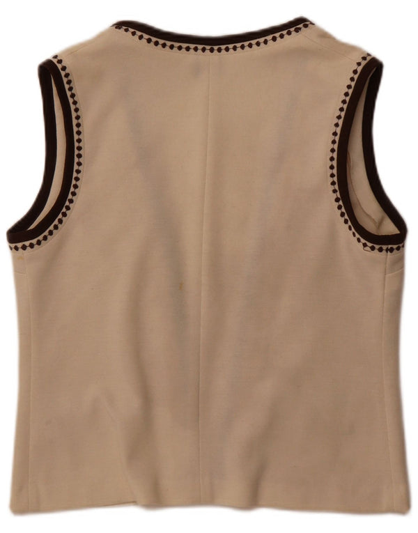 Carre Womens Sleeveless Open Cardigan Sweater EU 42 Large Off White