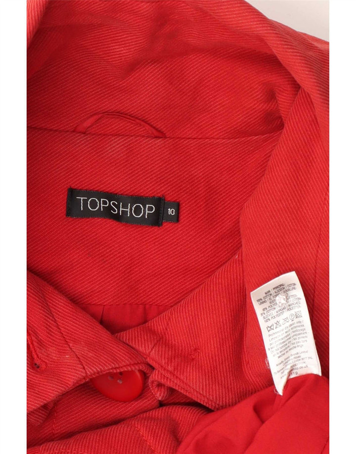 Topshop Womens 2 Button Blazer Jacket UK 10 Small Red Cotton